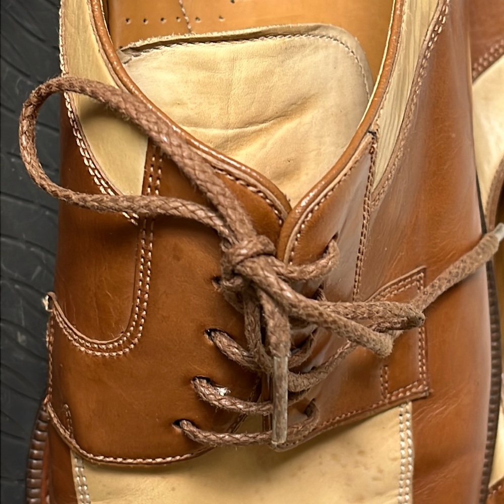 Two-Tone MAGNANNI Tan Oxford Blucher Square Toe Dress Shoes 12M SPAIN - Picture 8 of 16